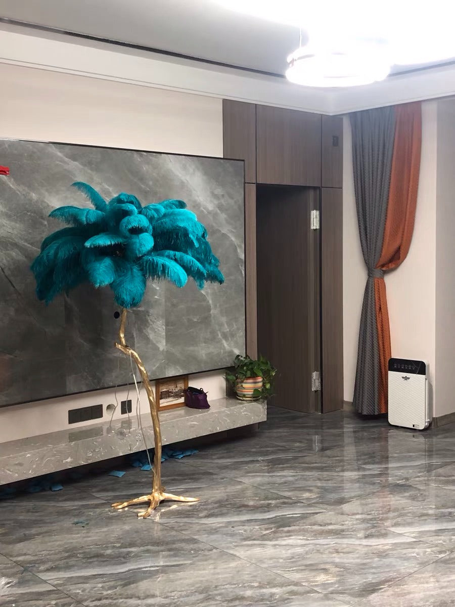 Luxury Ostrich Feather Resin LED Floor Lamp
